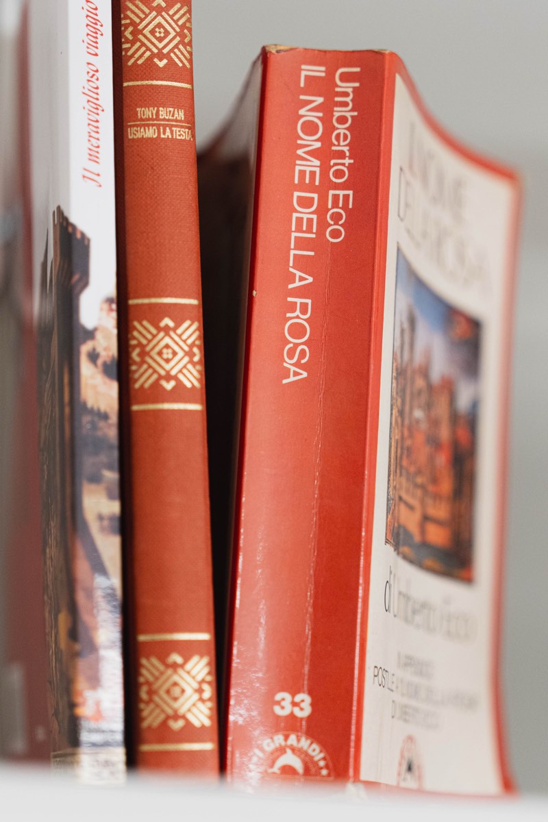 Alcuni libri sullo scaffale della sala